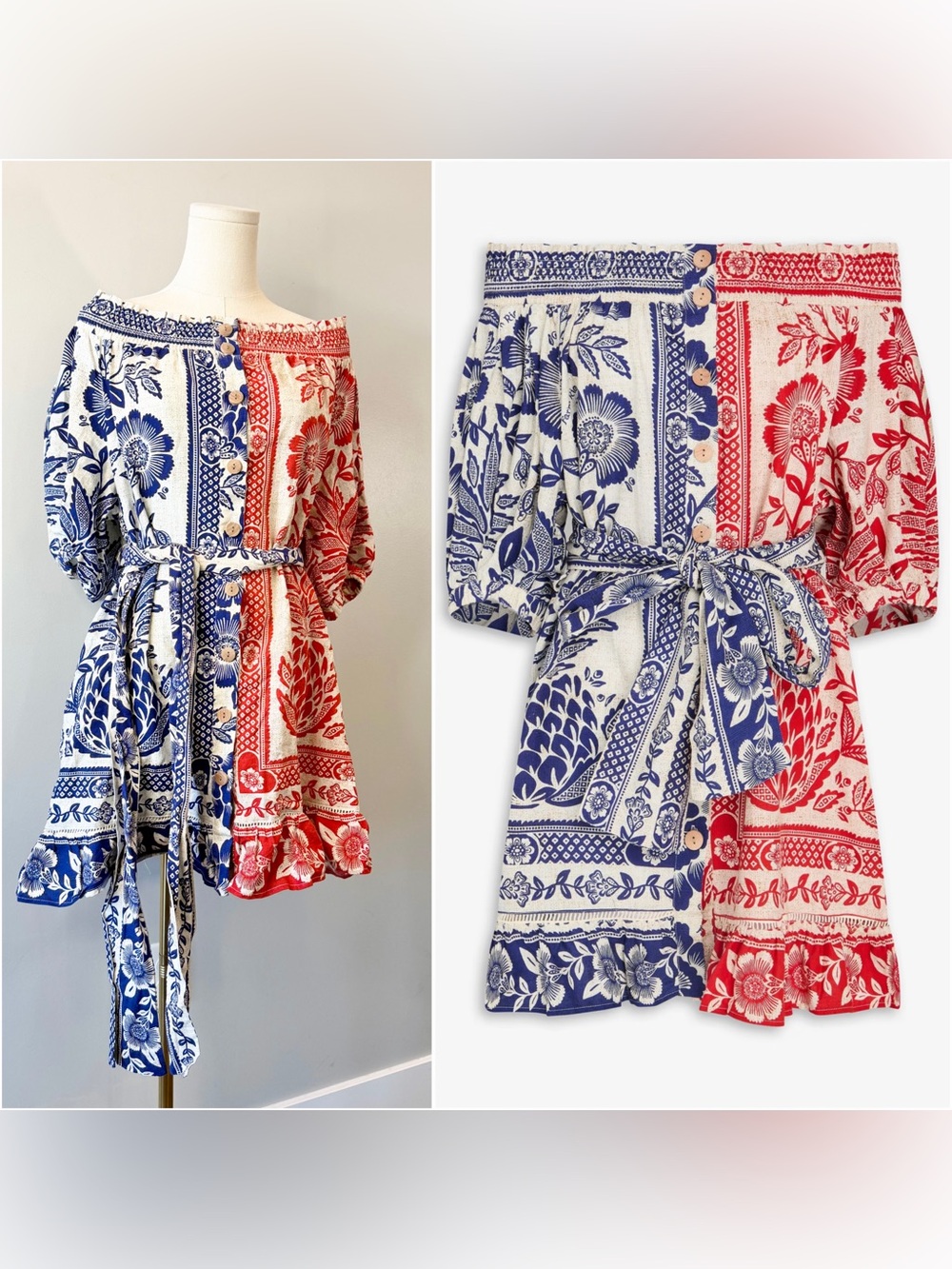 NWTs Farm Rio Linen Blend Dress Vacation Summer Tropical Casual Beach Medium